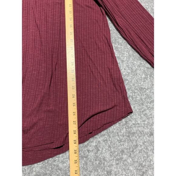 Suzanne Betro Shirt Top Women Size XL Purple Hi-Low V Neck Long Sleeve Textured - Picture 9 of 9